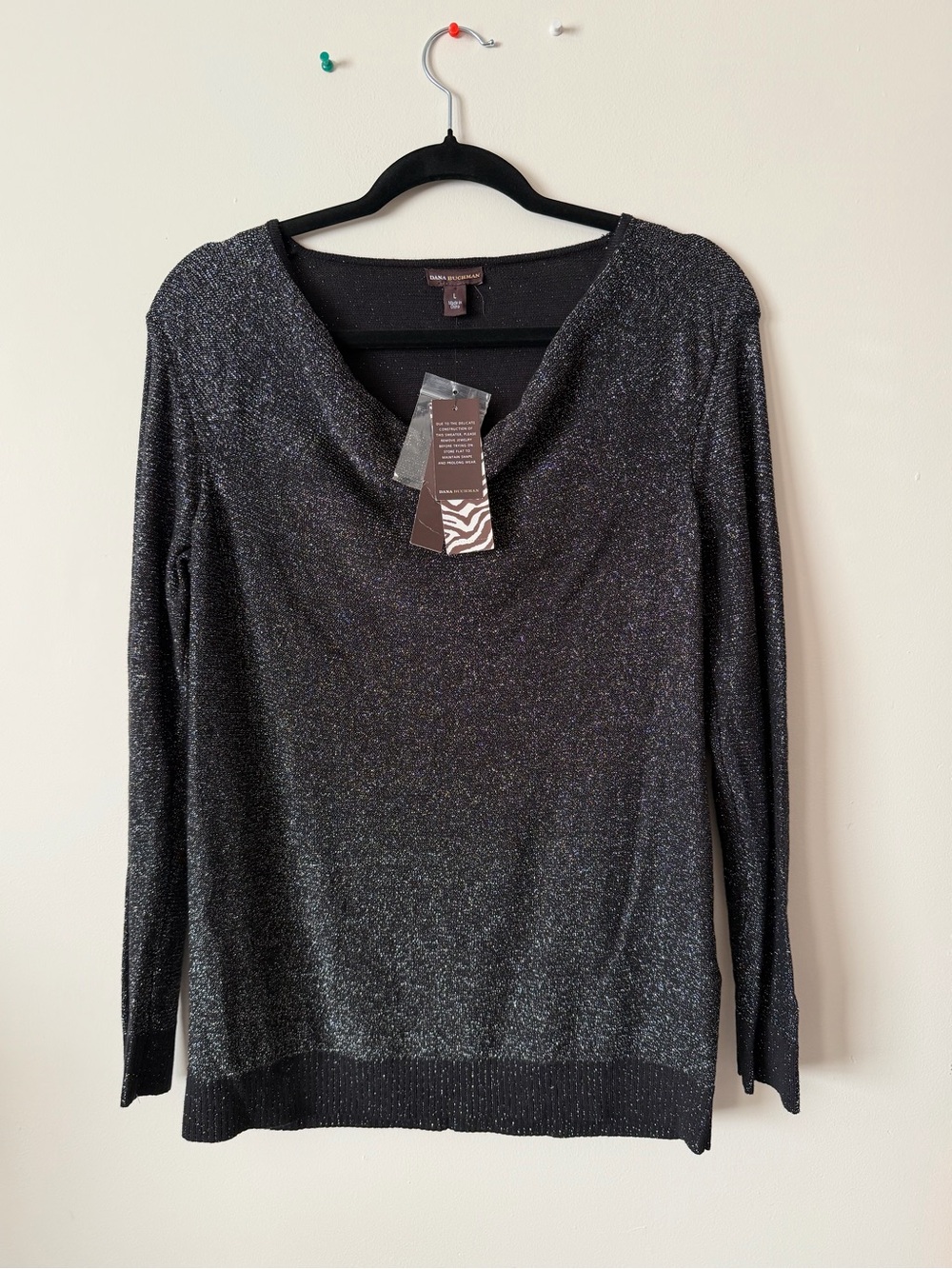 Dana Buchman Metallic Scoop Neck Sweater in Black